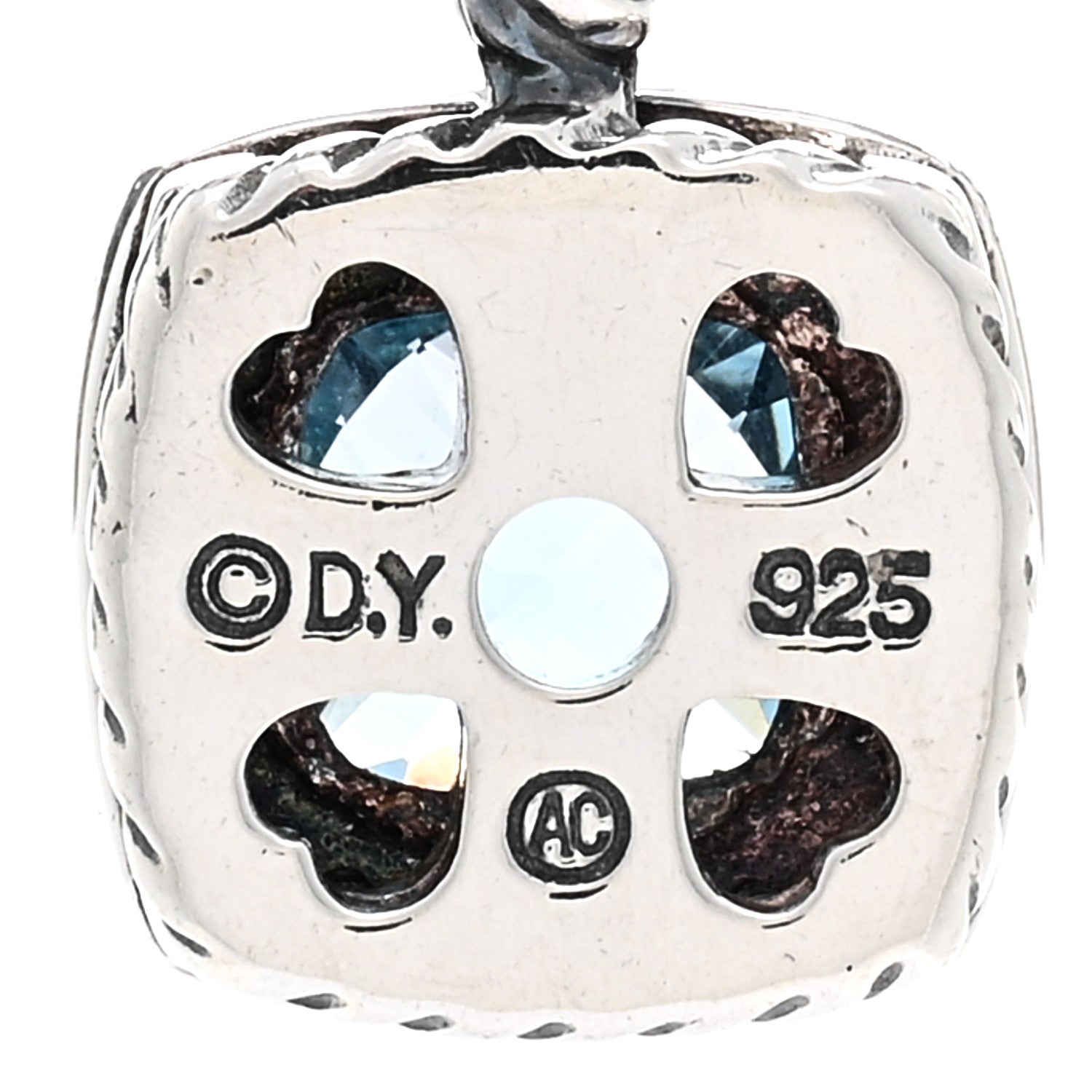 David Yurman Sterling Silver Diamond Blue Topaz 7mm Petite Albion Pendant Necklace 4 of 4