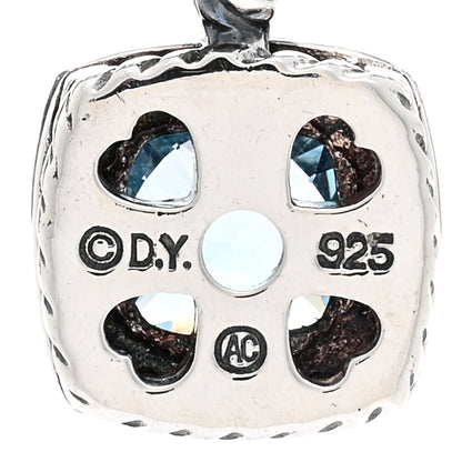 David Yurman Sterling Silver Diamond Blue Topaz 7mm Petite Albion Pendant Necklace 4 of 4