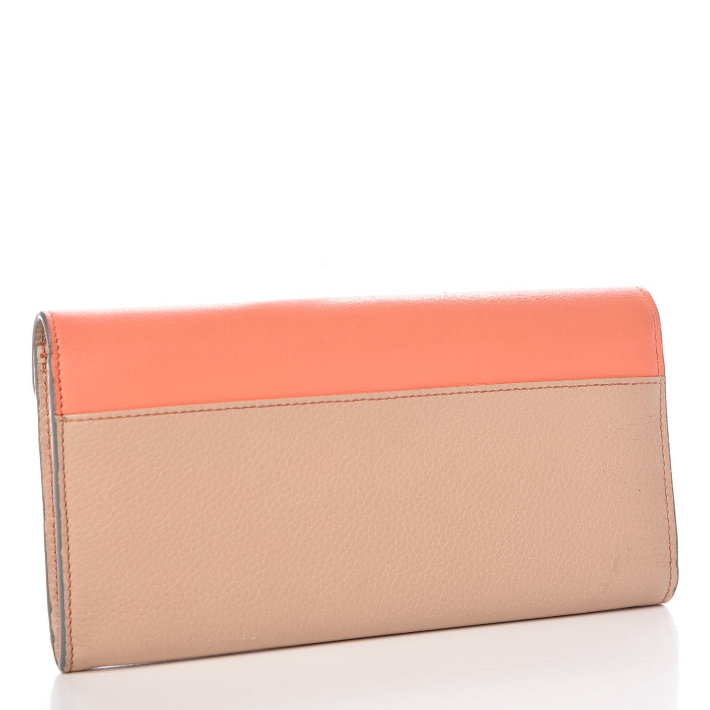 Calfskin Flap Long Wallet Orange Fizz