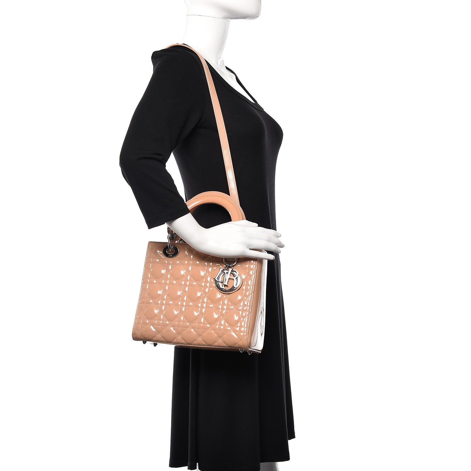 Christian Dior Patent Cannage Medium Lady Dior Beige 2 of 24