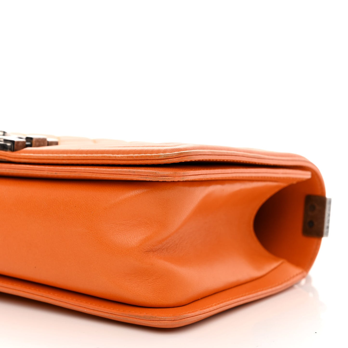 Lambskin Quilted Medium Boy Flap Orange