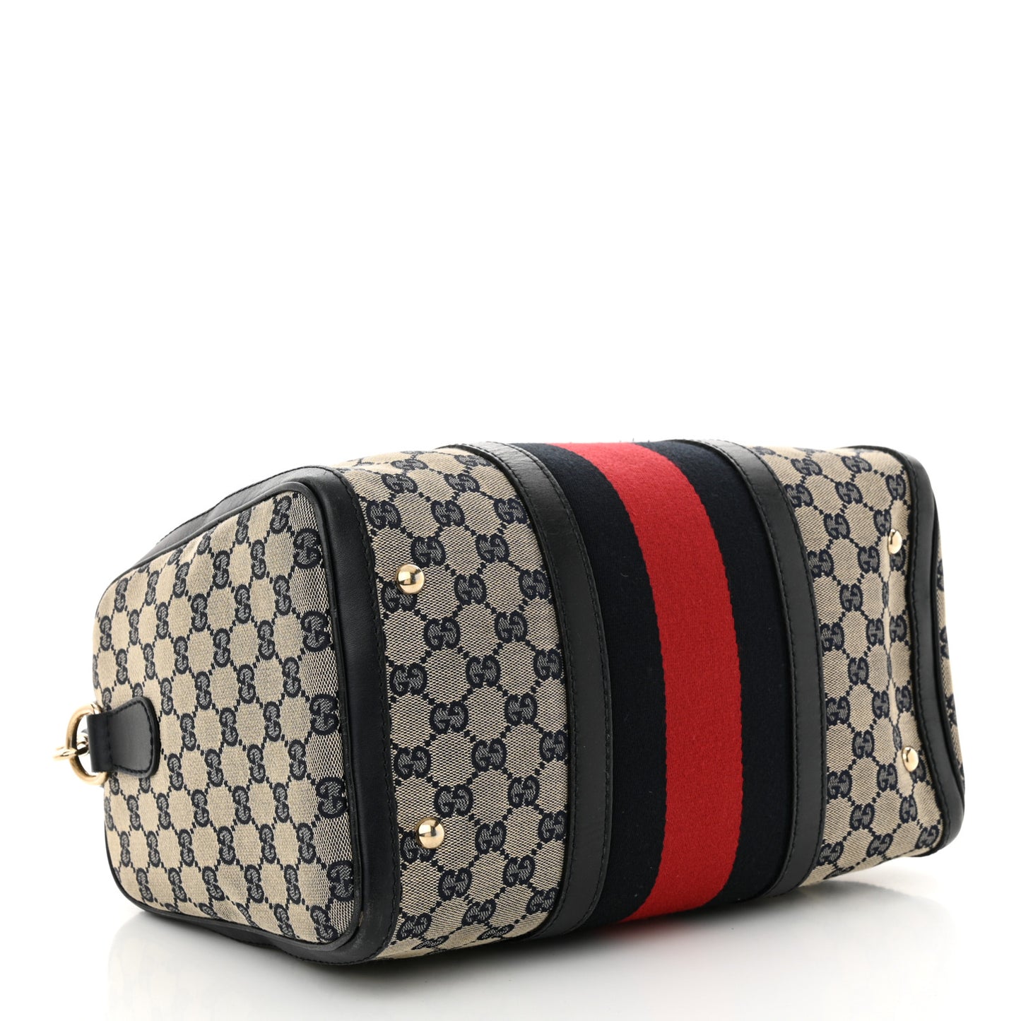 Monogram Selleria Calfskin Vintage Web Medium Boston Beige Blue