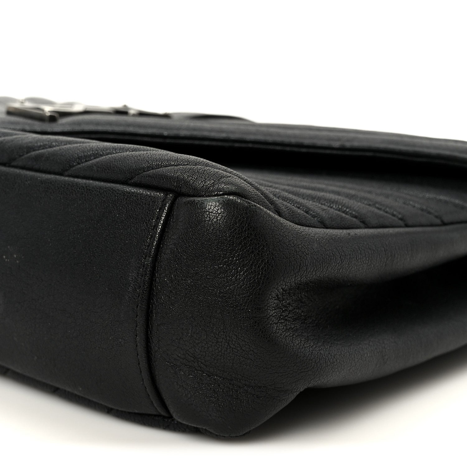 Saint Laurent Sheepskin Matelasse Chevron Monogram Large College Satchel Black 11 of 11
