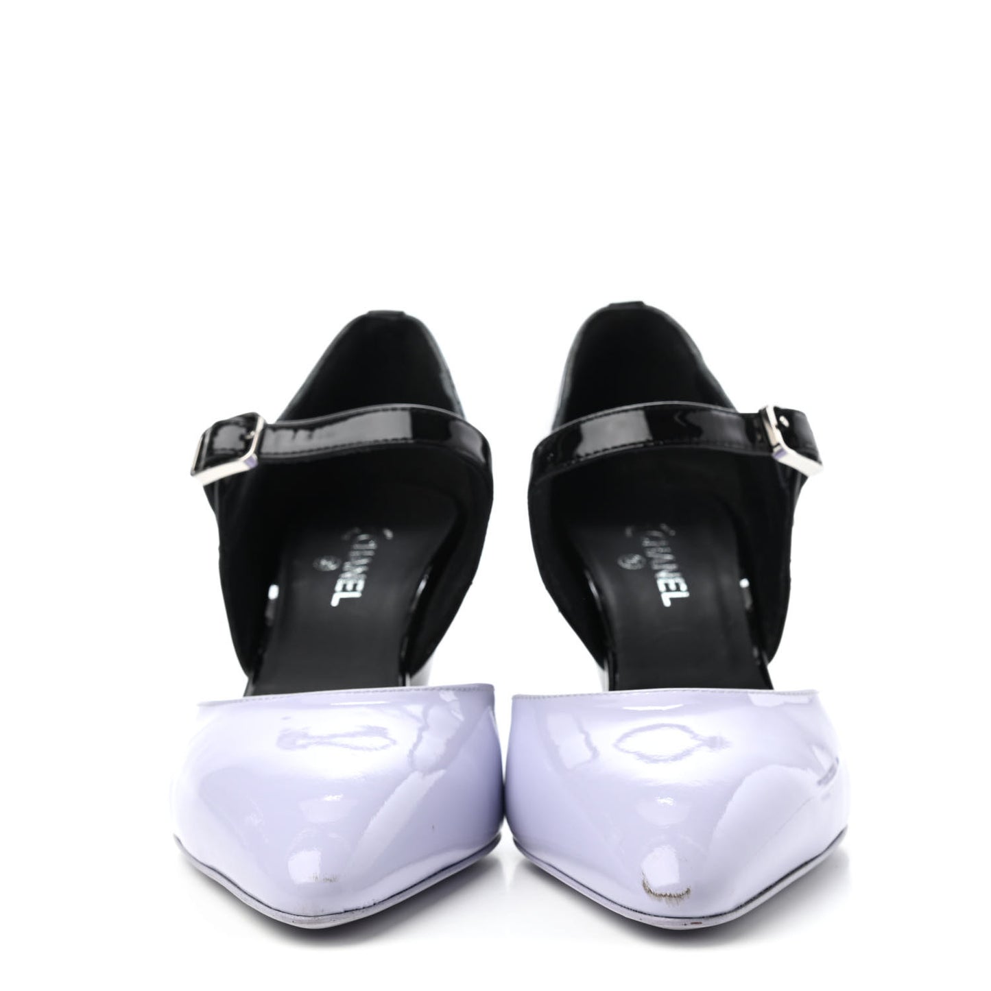 Patent Calfskin CC Pumps 35.5 Light Purple Black