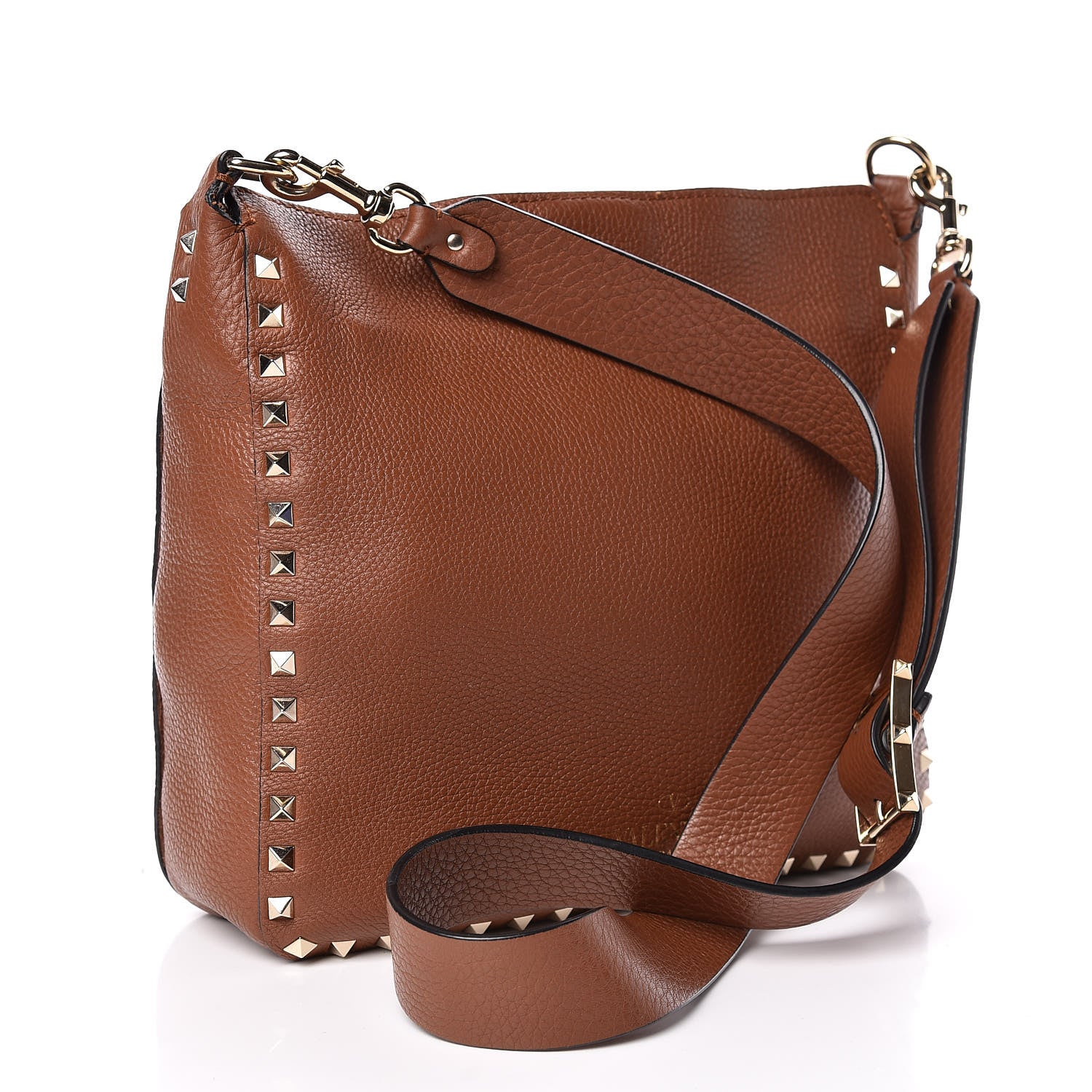 Valentino Garavani Calfskin Small Rockstud Flip-Lock Messenger Bag Brown 3 of 8