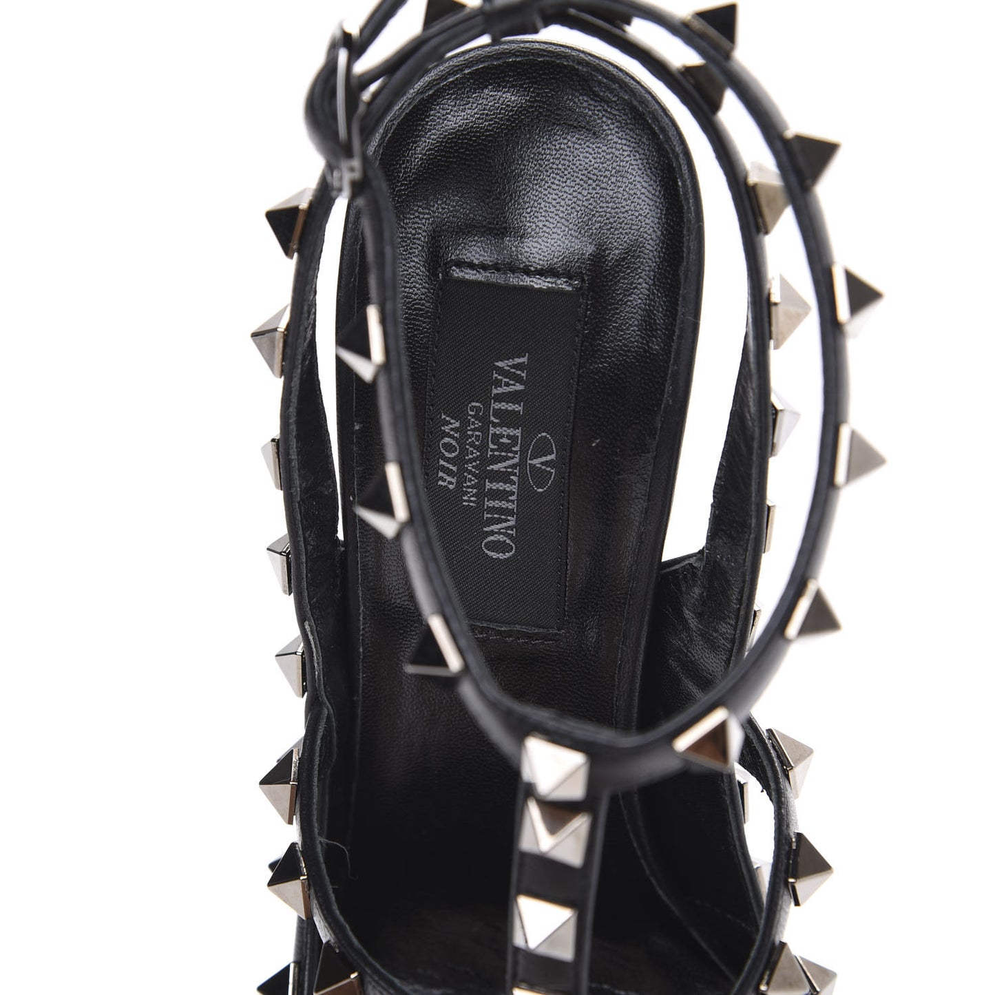 Nappa Rockstud Ankle Strap Pumps 36.5 Black