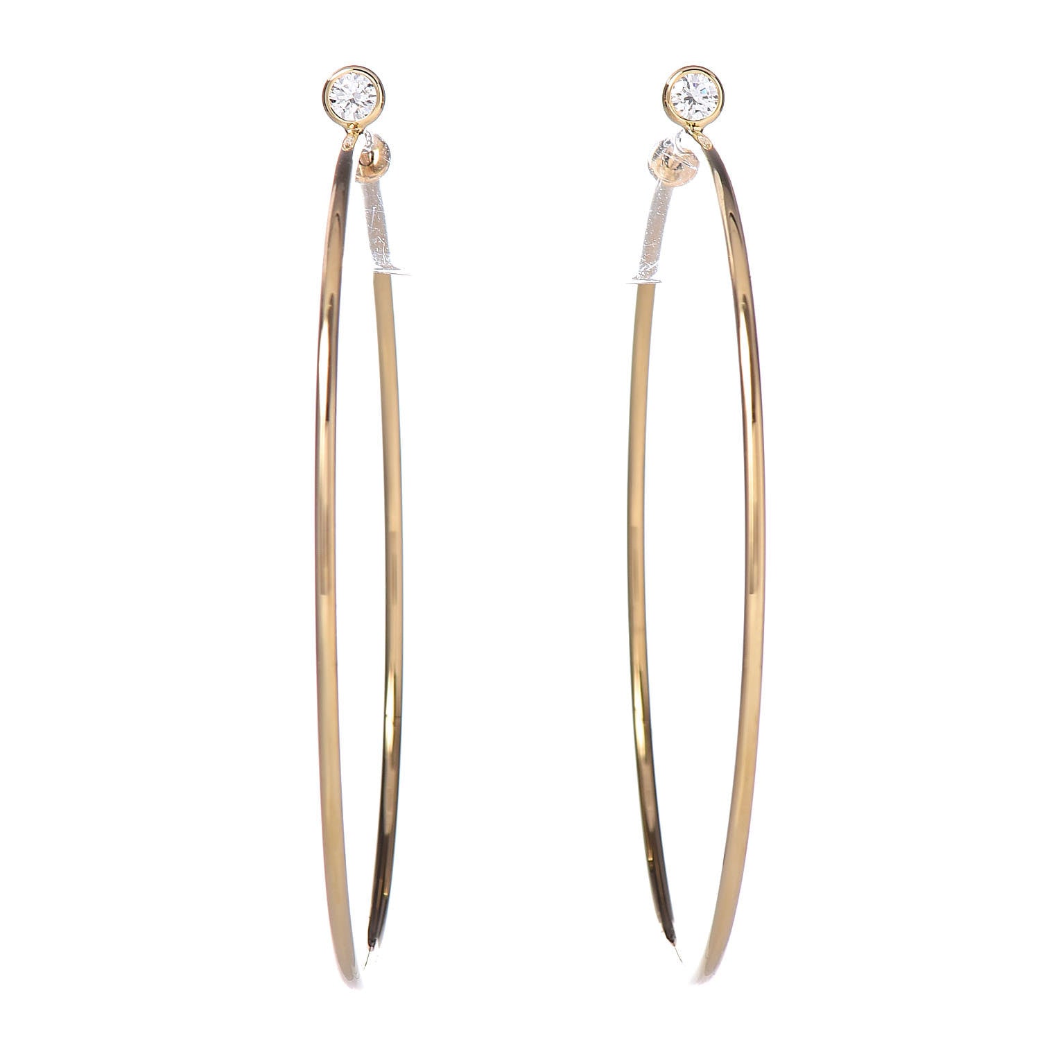 Tiffany 18K Yellow Gold Diamond Medium Elsa Peretti Hoop Earrings 1 of 5