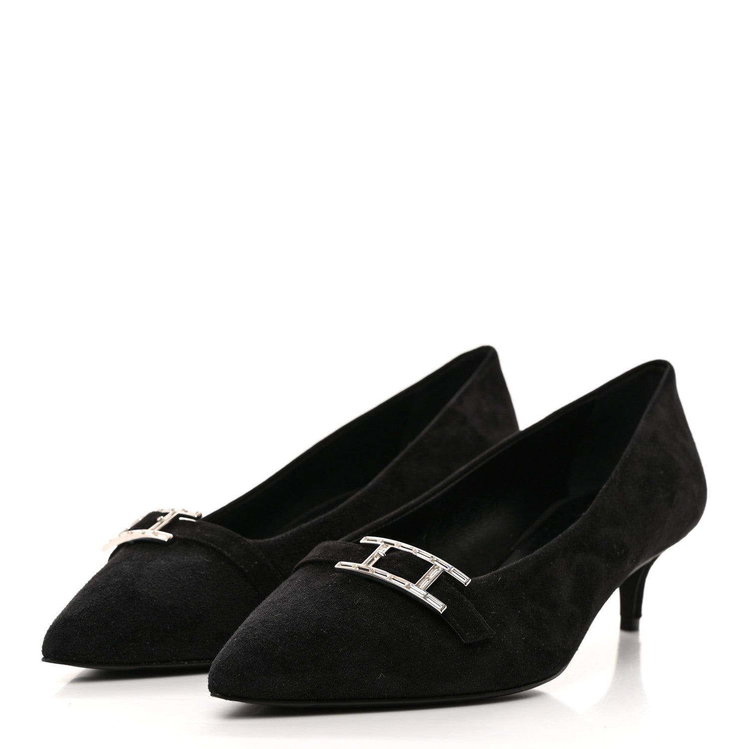 Hermes Suede Goatskin Blush 40 Pumps 37 Black 3 of 9