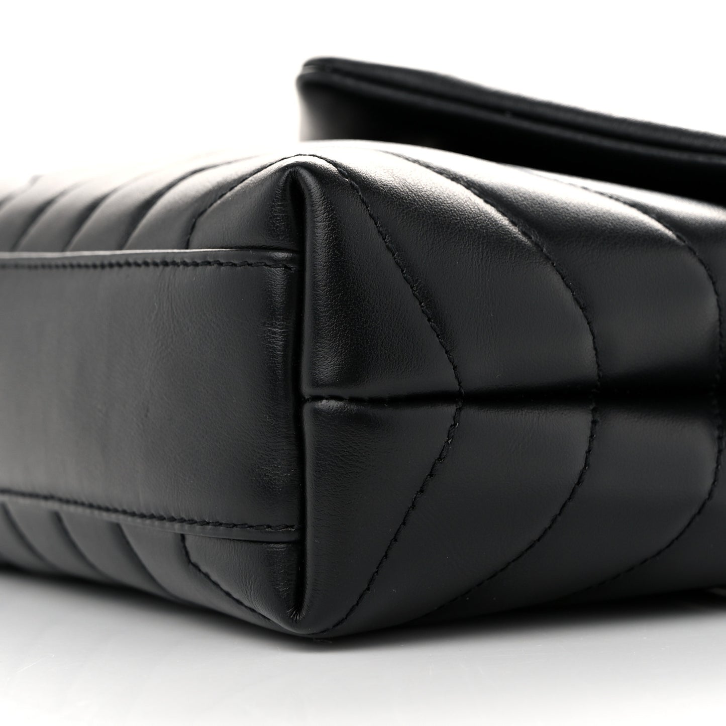 Calfskin Y Quilted Monogram Monochrome Toy Loulou Crossbody Bag Black