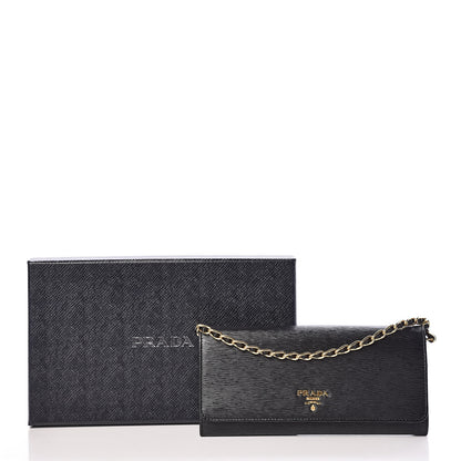 Prada Vitello Move Metal Oro Chain Wallet Black 9 of 9
