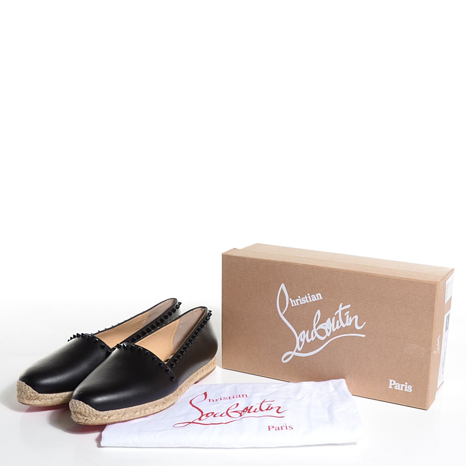Christian Louboutin CHRISTIAN LOUBOUTIN Calfskin Ares Flat Espadrilles 41 11 Black 8 of 8