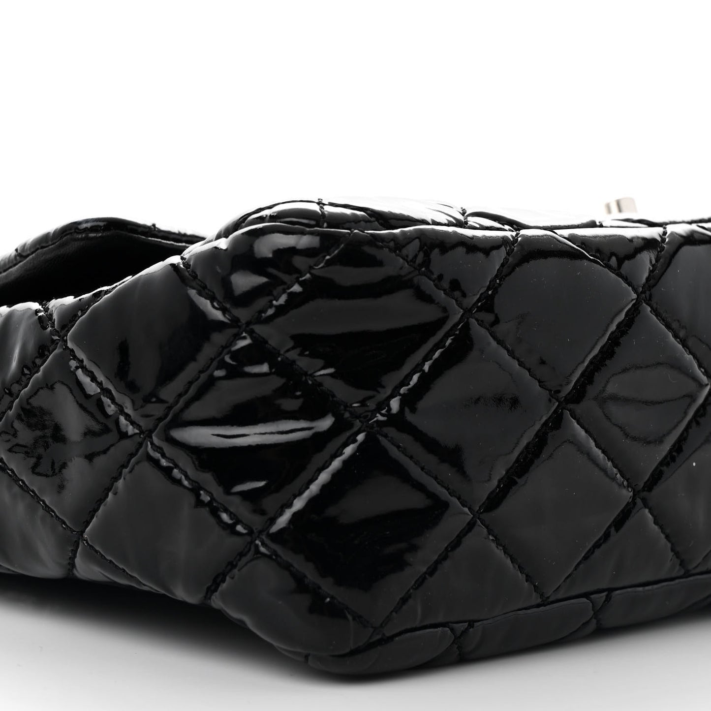 Patent Quilted Jumbo Single Flap Black