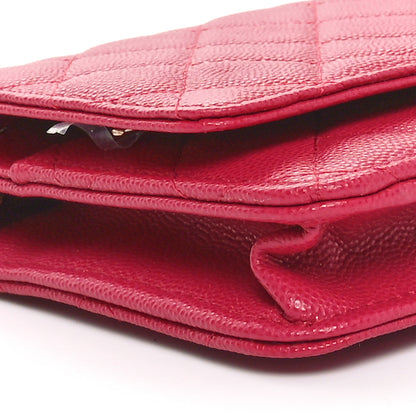 Chanel Caviar Quilted Wallet on Chain WOC Dark Pink 10 of 12
