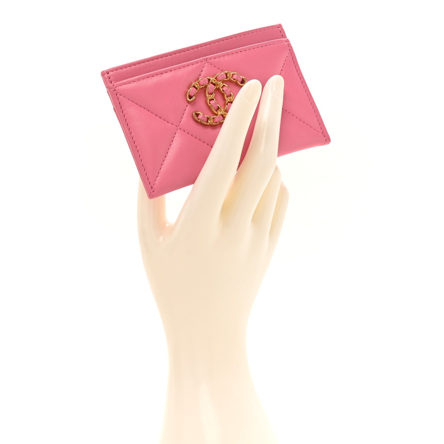 Chanel Lambskin Quilted Chanel 19 Card Holder Pink 2 of 11