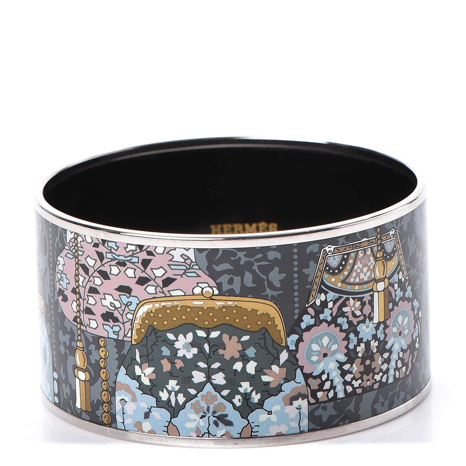 Hermes Enamel Printed Extra Wide Cachemire de Tamara Bracelet 65 1 of 5