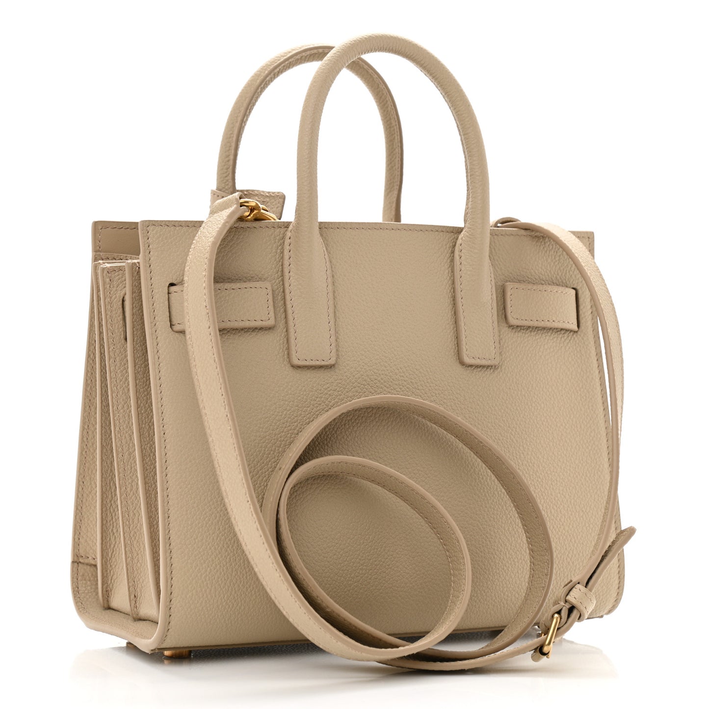 Grained Calfskin Nano Sac de Jour Dark Beige