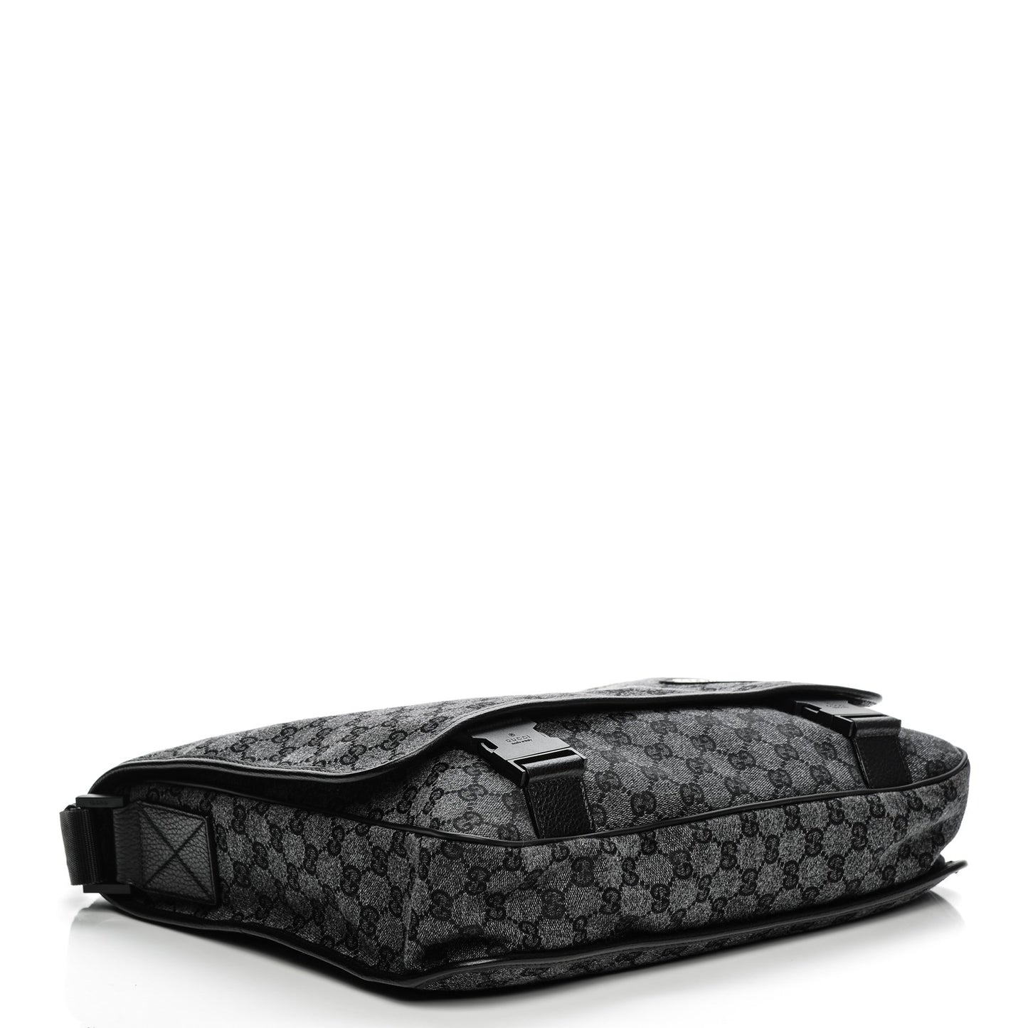 Denim Monogram Hysteria Double Buckle Flap Messenger Bag