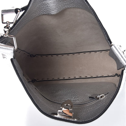Valentino Garavani Metallic Pebbled Calfskin Small Rockstud Flip-Lock Messenger Bag Silver 5 of 6