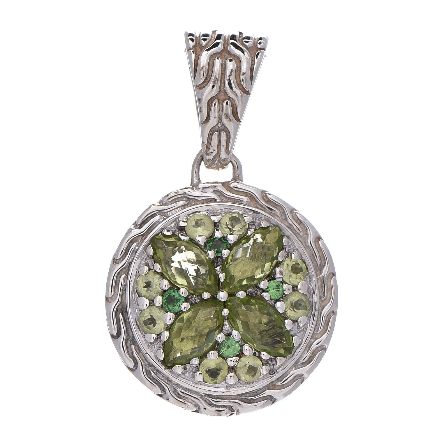 John Hardy Sterling Silver Peridot Tsavorite Batu Kawung Pendant 1 of 3