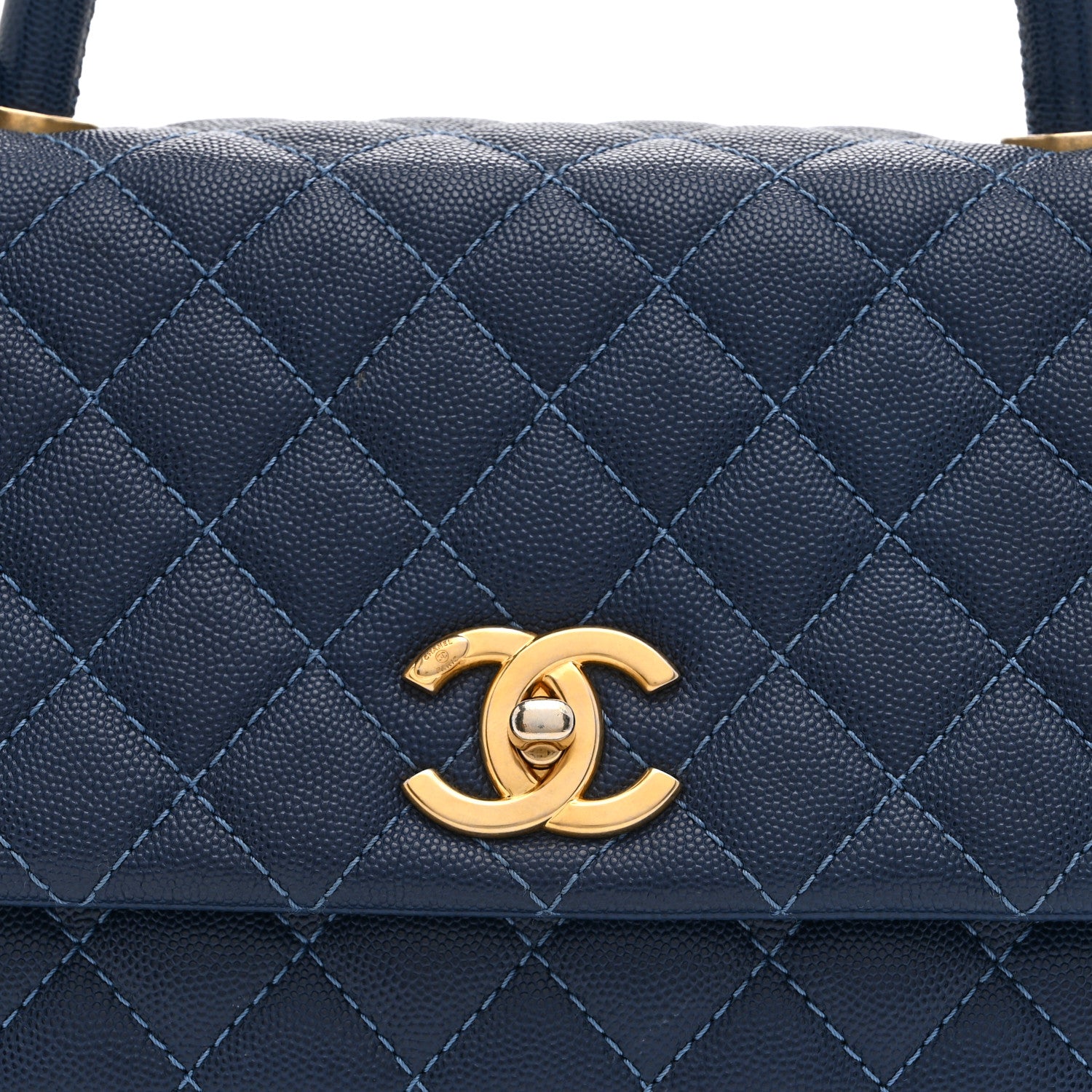 Chanel Caviar Quilted Small Coco Handle Flap Blue 8 of 10