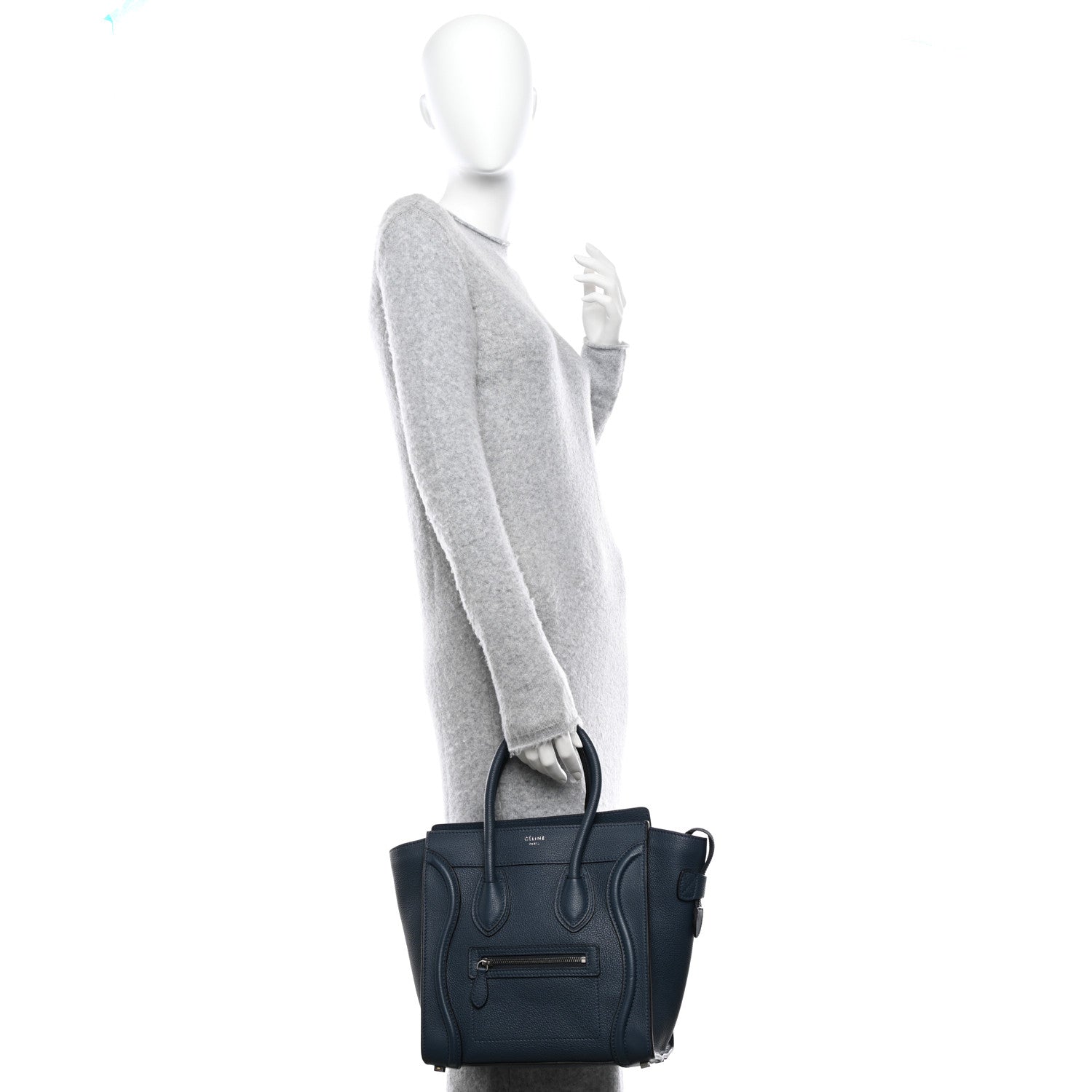 Celine Baby Drummed Calfskin Micro Luggage Petrol 2 of 9