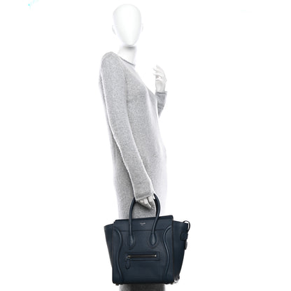 Celine Baby Drummed Calfskin Micro Luggage Petrol 2 of 9