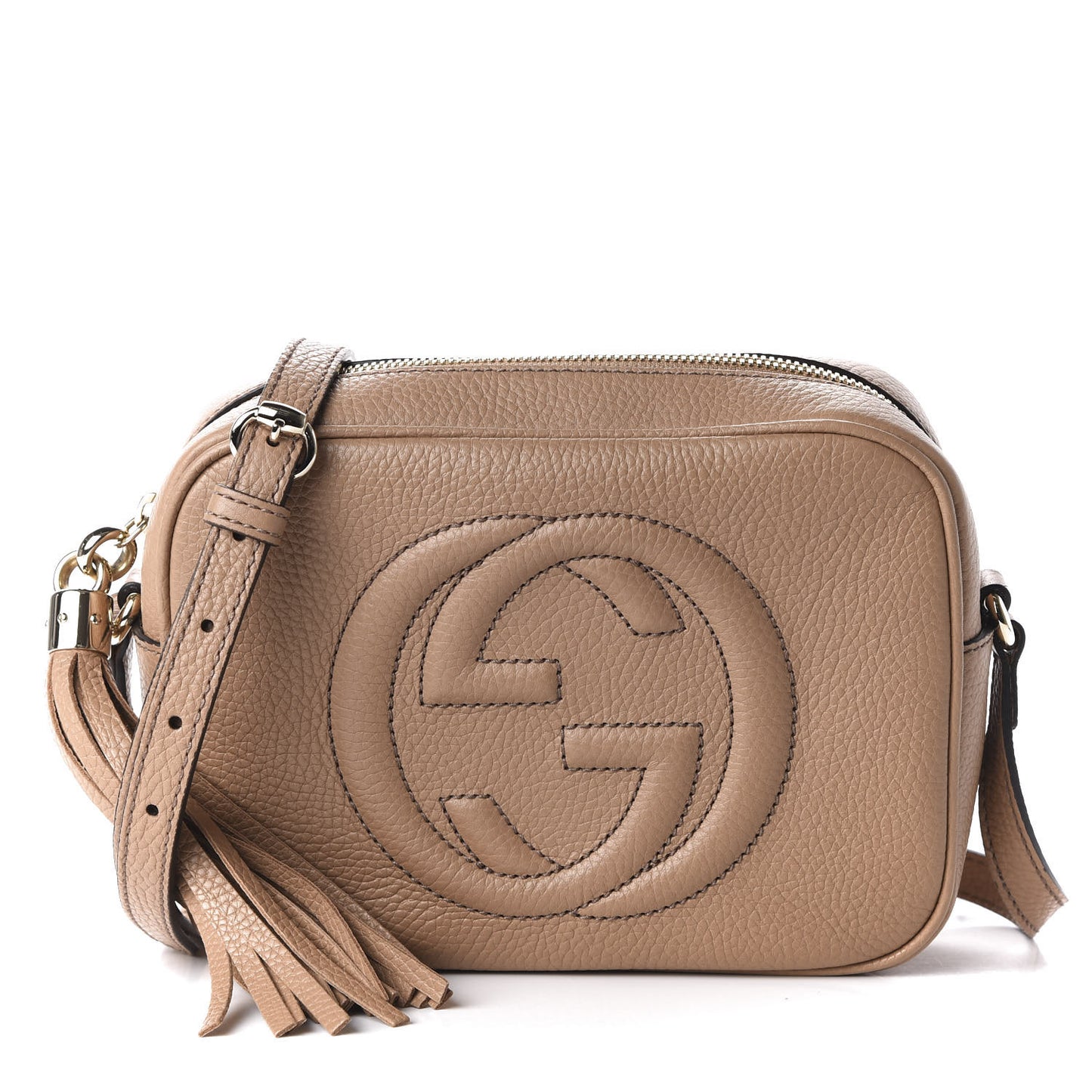 Pebbled Calfskin Small Soho Disco Bag Rose Beige
