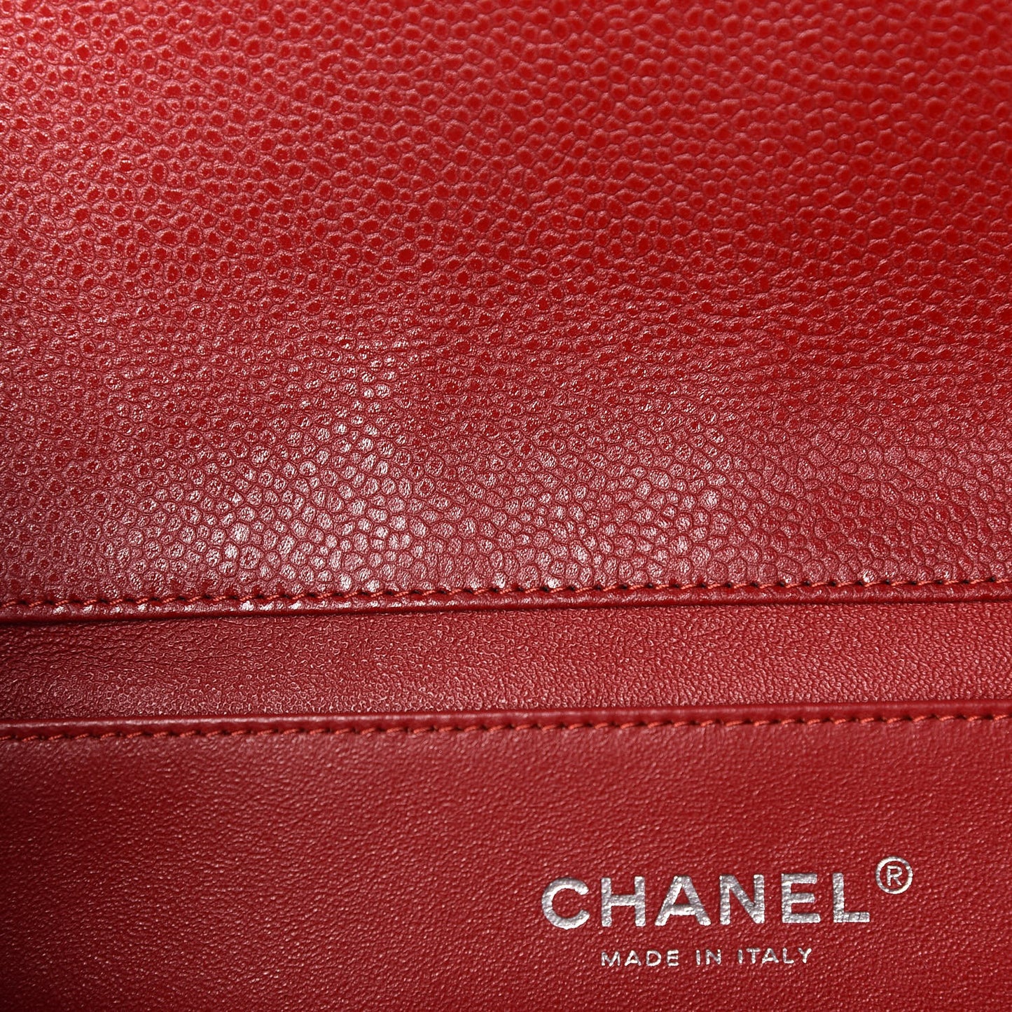Caviar Quilted Clutch With Chain Flap Dark Red