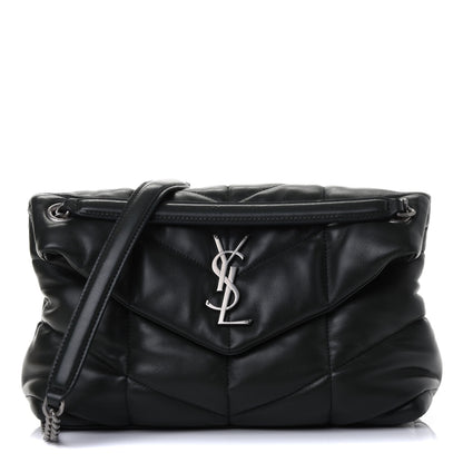 Saint Laurent Lambskin Quilted Small Loulou Puffer Monogram Chain Satchel Dark Green 1 of 4