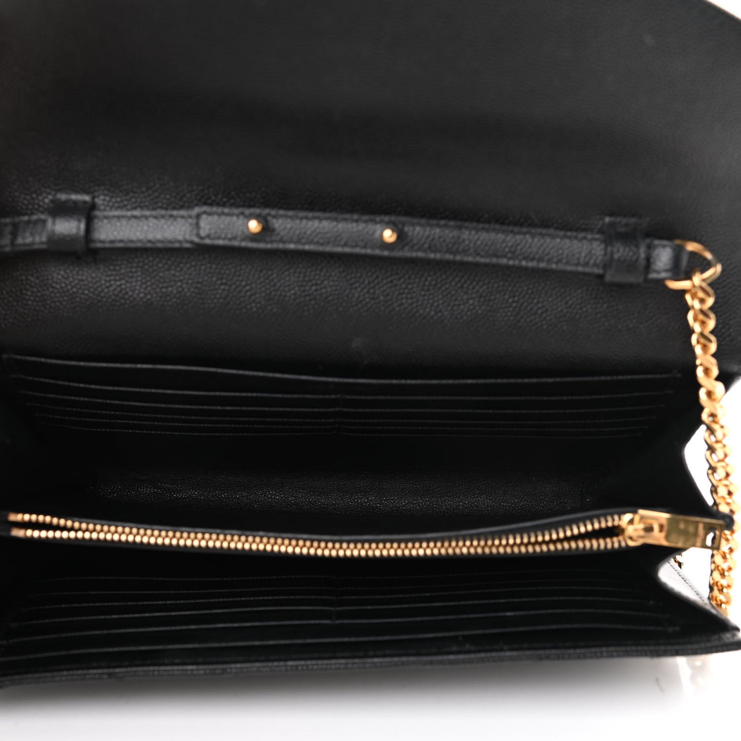 Grain De Poudre Matelasse Chevron Monogram Chain Wallet Black