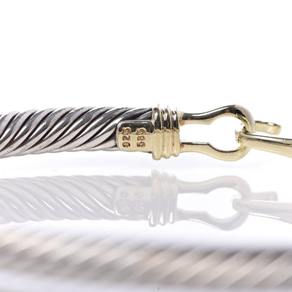 David Yurman Sterling Silver 14K Yellow Gold 5mm Cable Classic Buckle Bracelet 4 of 5