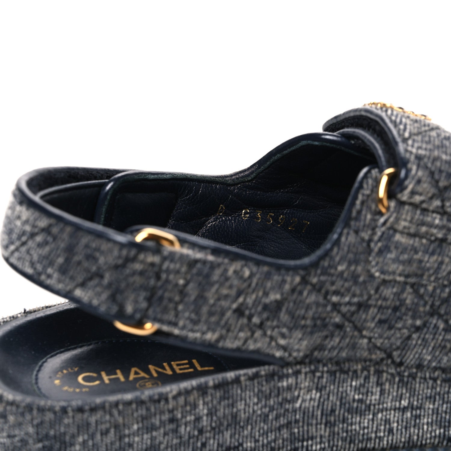 Chanel Velvet Velcro Dad Sandals 36 Grey 10 of 12