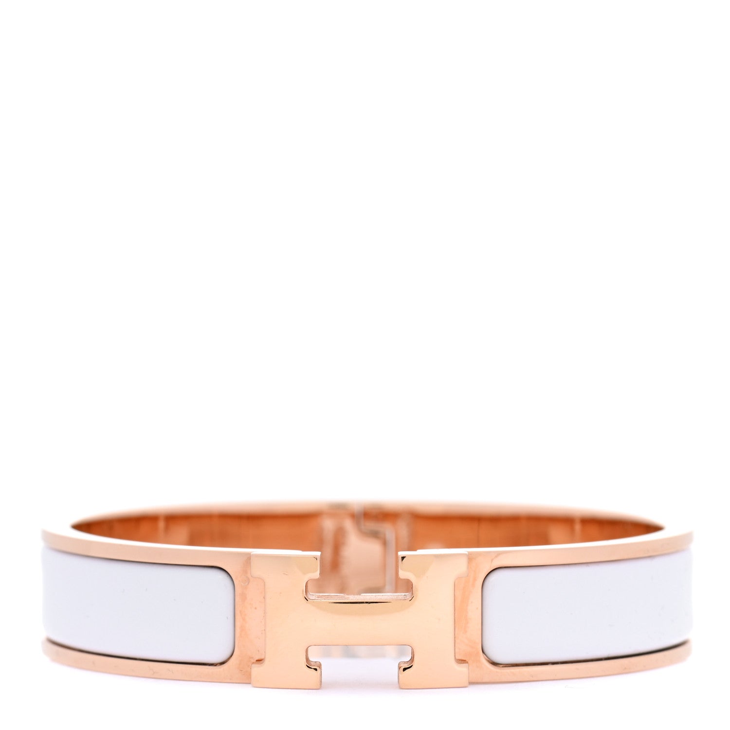 Hermes Enamel Narrow Clic Clac H Bracelet PM White 1 of 5