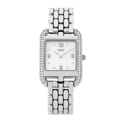Hermes Stainless Steel Diamond Bezel Mother of Pearl 23mm Cape Cod Quartz Watch 1 of 5