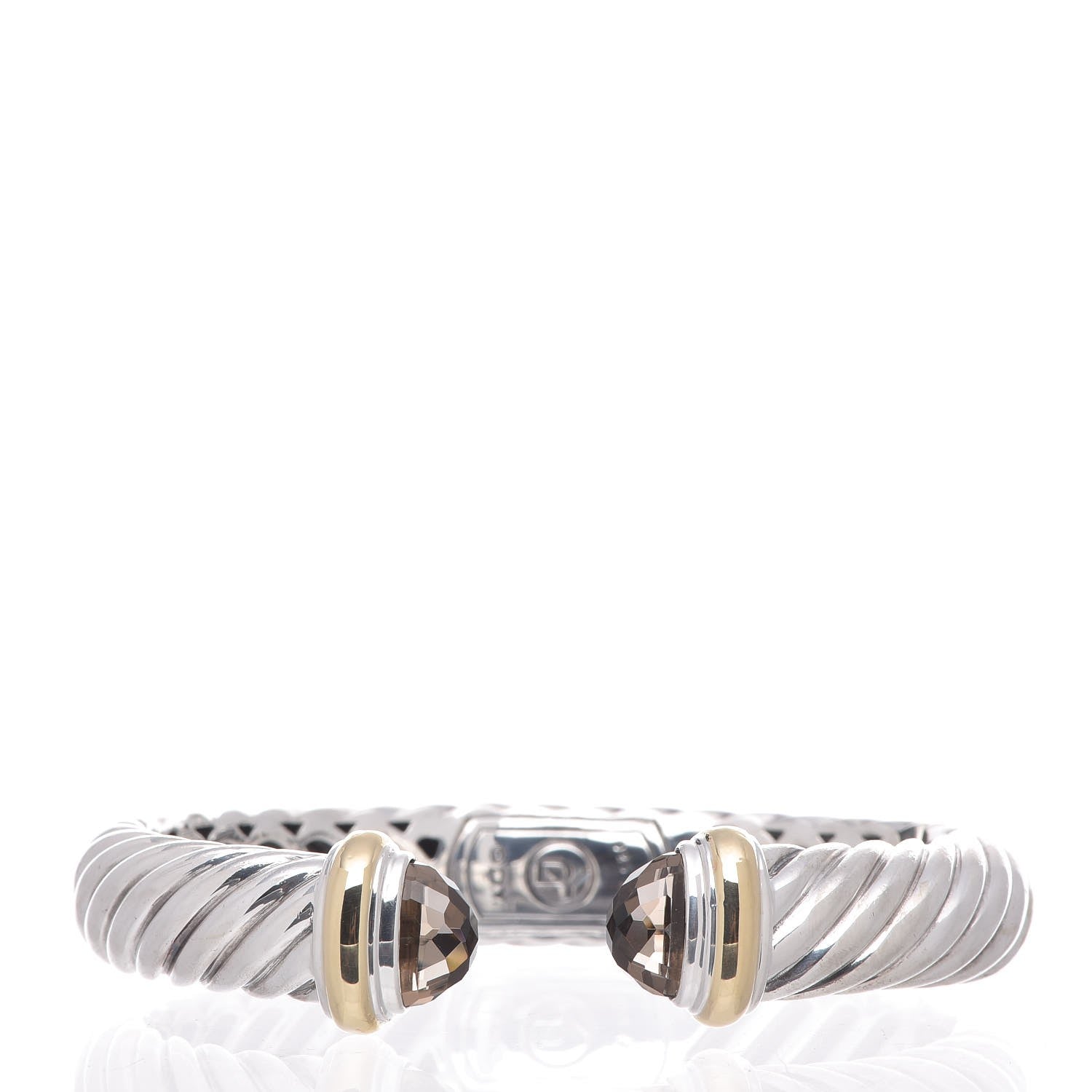 David Yurman Sterling Silver 18K Yellow Gold Smoky Quartz 11mm Waverly Bracelet 1 of 5