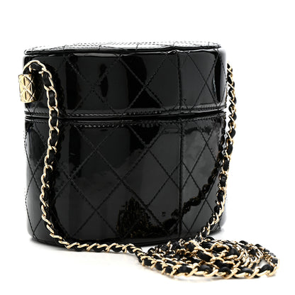 Chanel Patent Quilted Round Clutch With Chain Black 3 of 12