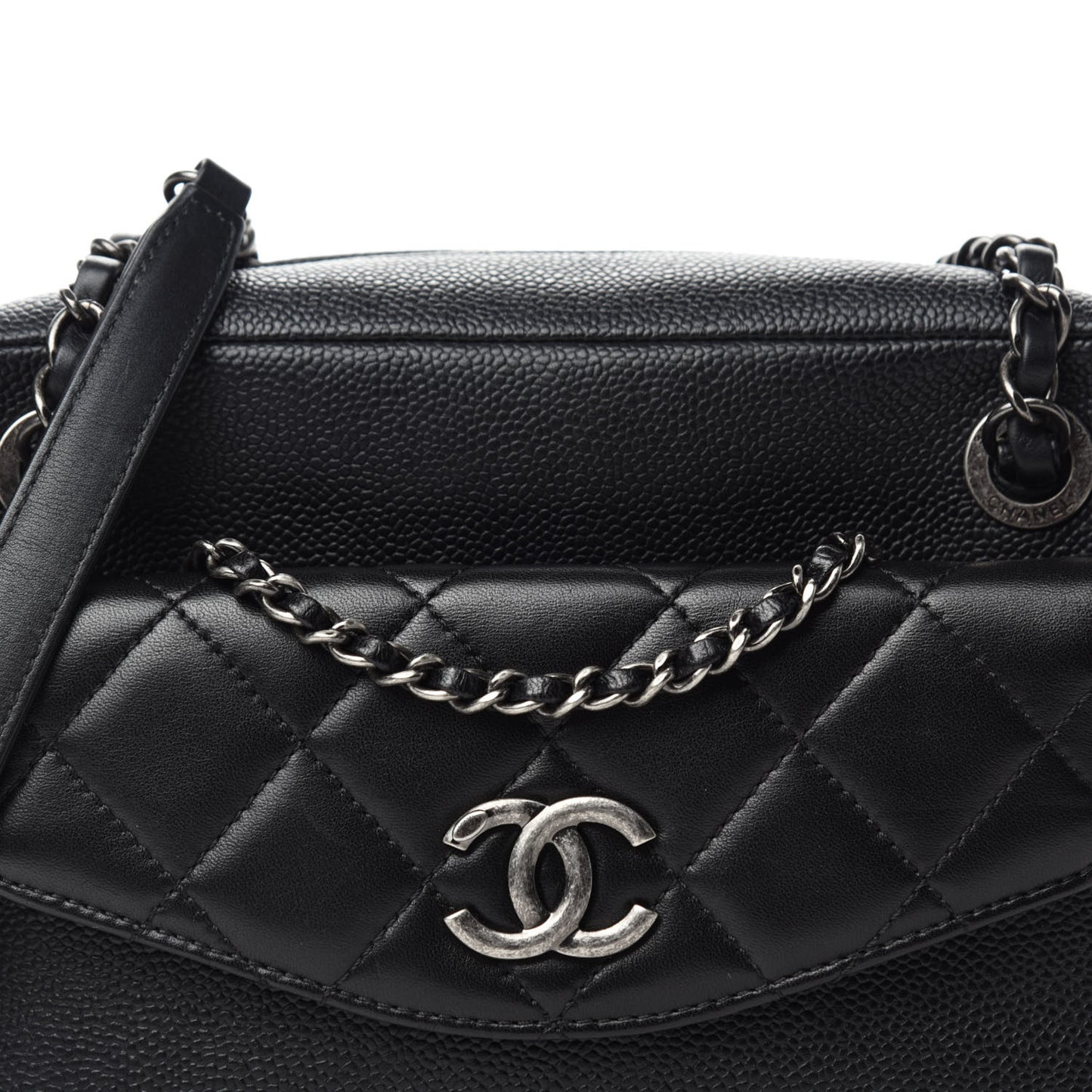 Caviar Lambskin Quilted Coco Break Camera Case Black