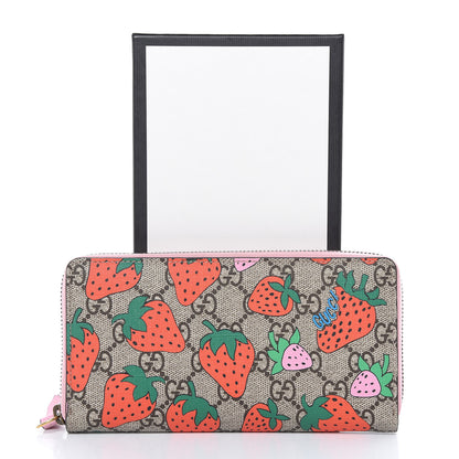 Gucci GG Supreme Monogram Strawberry Zip Around Wallet Light Pink 10 of 10