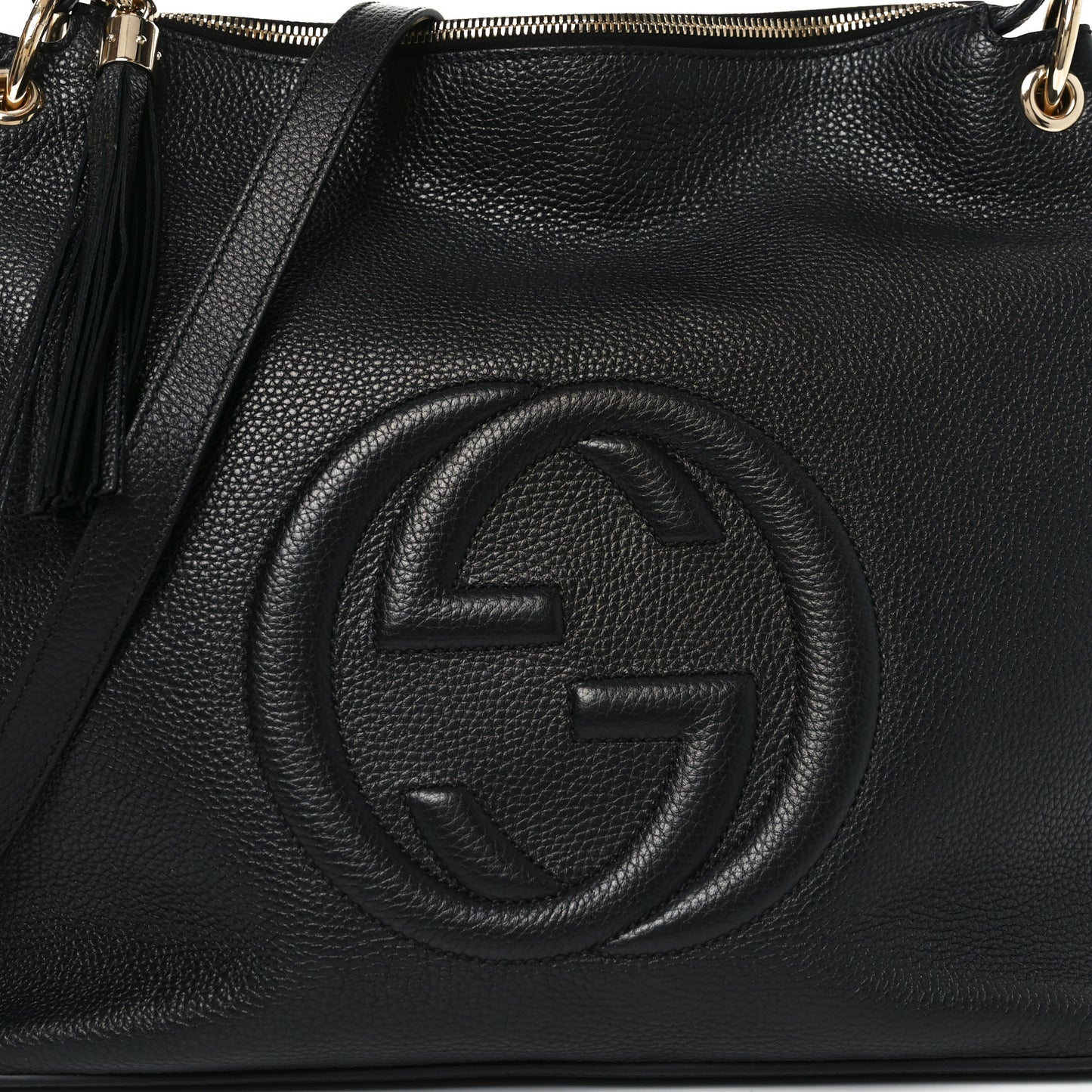 Pebbled Calfskin Large Soho Hobo Black