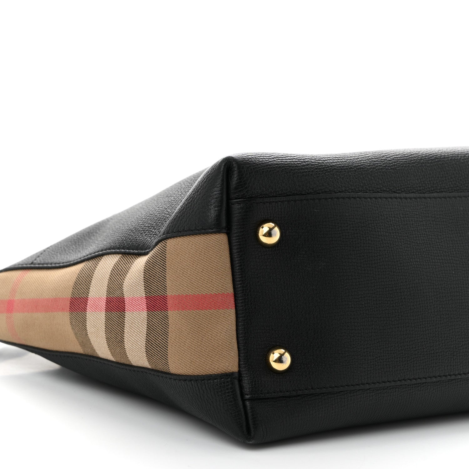 Burberry Derby Calfskin House Check Medium Welburn Tote  Black 9 of 11
