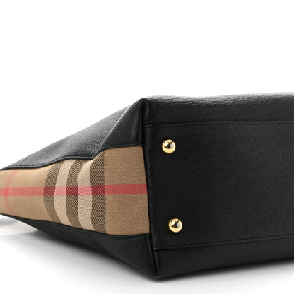 Burberry Derby Calfskin House Check Medium Welburn Tote  Black 9 of 11