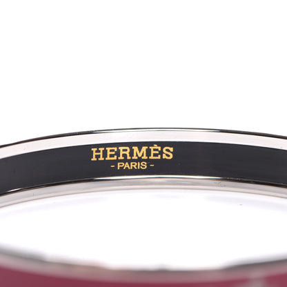 Hermes Enamel Printed Narrow Caleche Bracelet 65 Rouge H 4 of 5