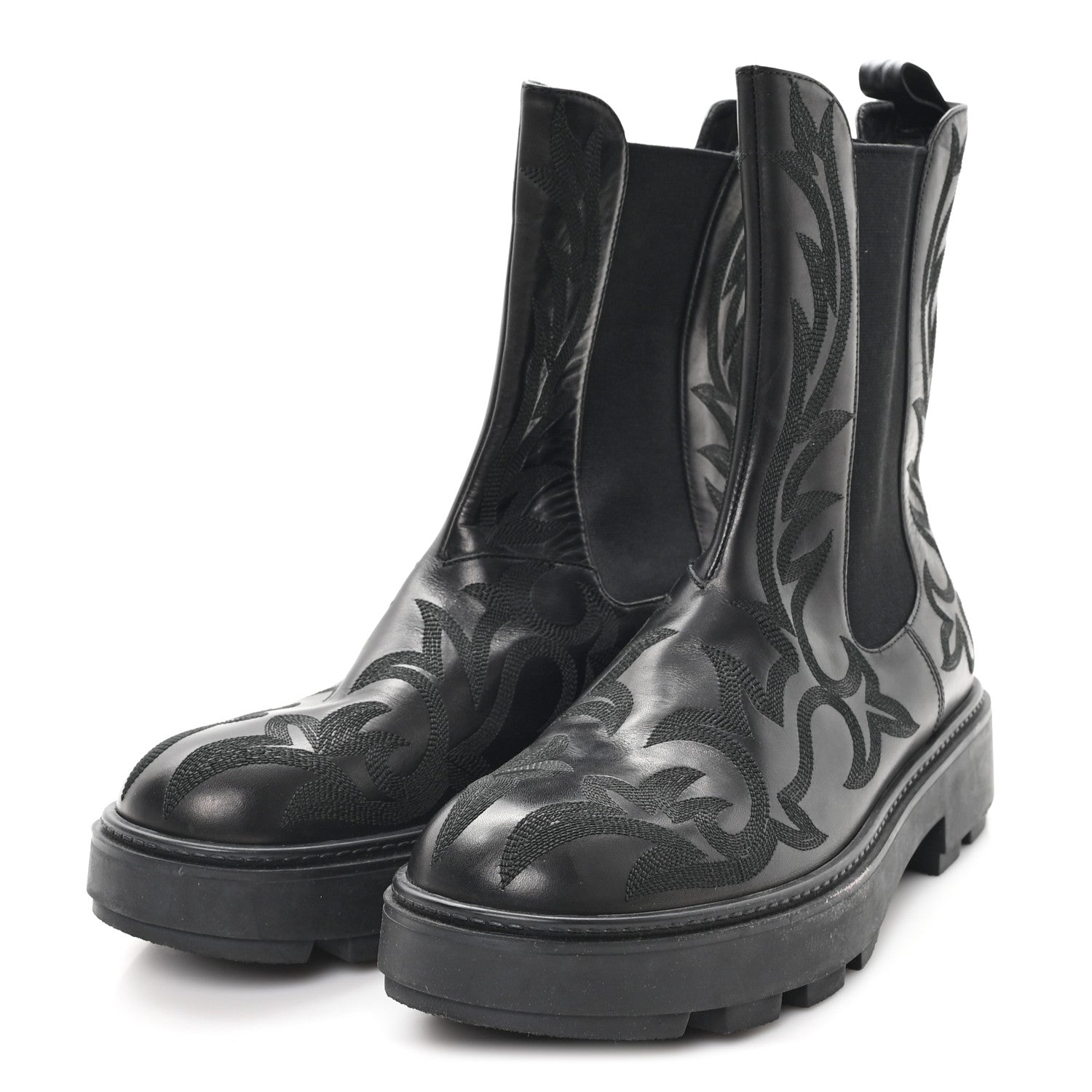 Miu Miu Calfskin Flame Chelsea Boots 41  Black 4 of 9