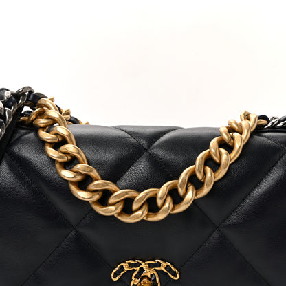 Chanel Goatskin Quilted Large Chanel 19 Flap Navy Blue 8 of 10
