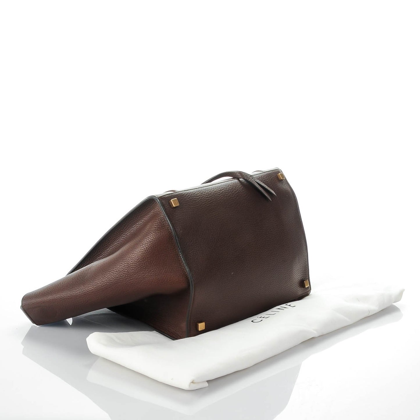 Shiny Grained Calfskin Medium Phantom Luggage Brown