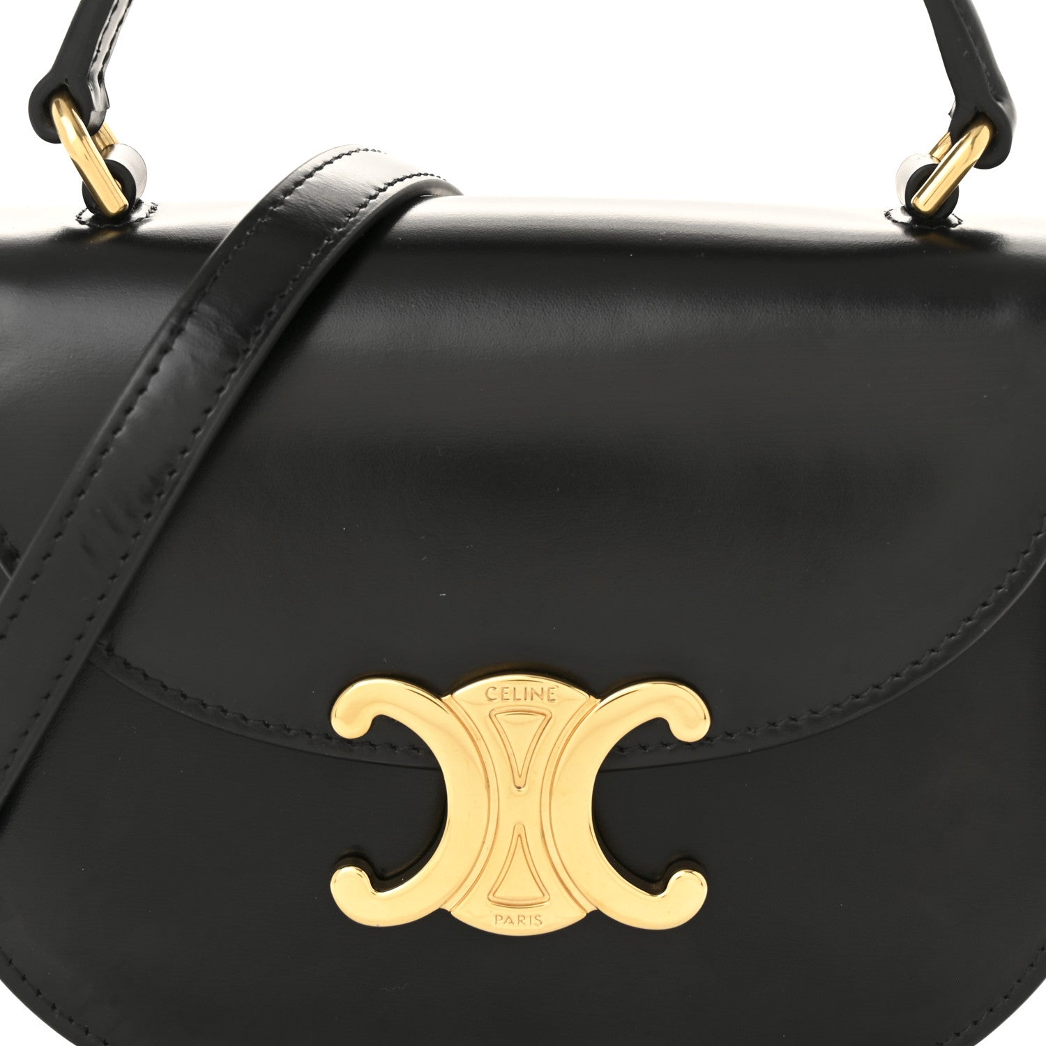 Celine Shiny Calfskin Triomphe Mini Besace Clea Black 7 of 11