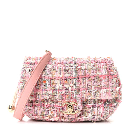 Chanel Tweed Mini Pearl Handle Flap Pink Beige Orange Ecru 1 of 10