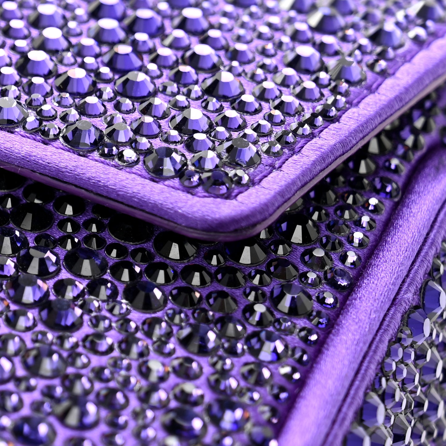 Satin Crystal Studded Mini La Medusa Bag Purple