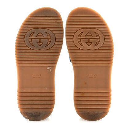 Gucci New Denim GG Monogram Angelina Platform 55mm Slide Sandals 37.5 Blue Tea 6 of 9