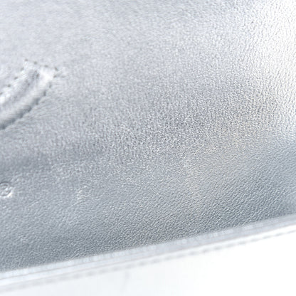 Chanel Metallic Lambskin Quilted Medium Double Flap Silver 10 of 15